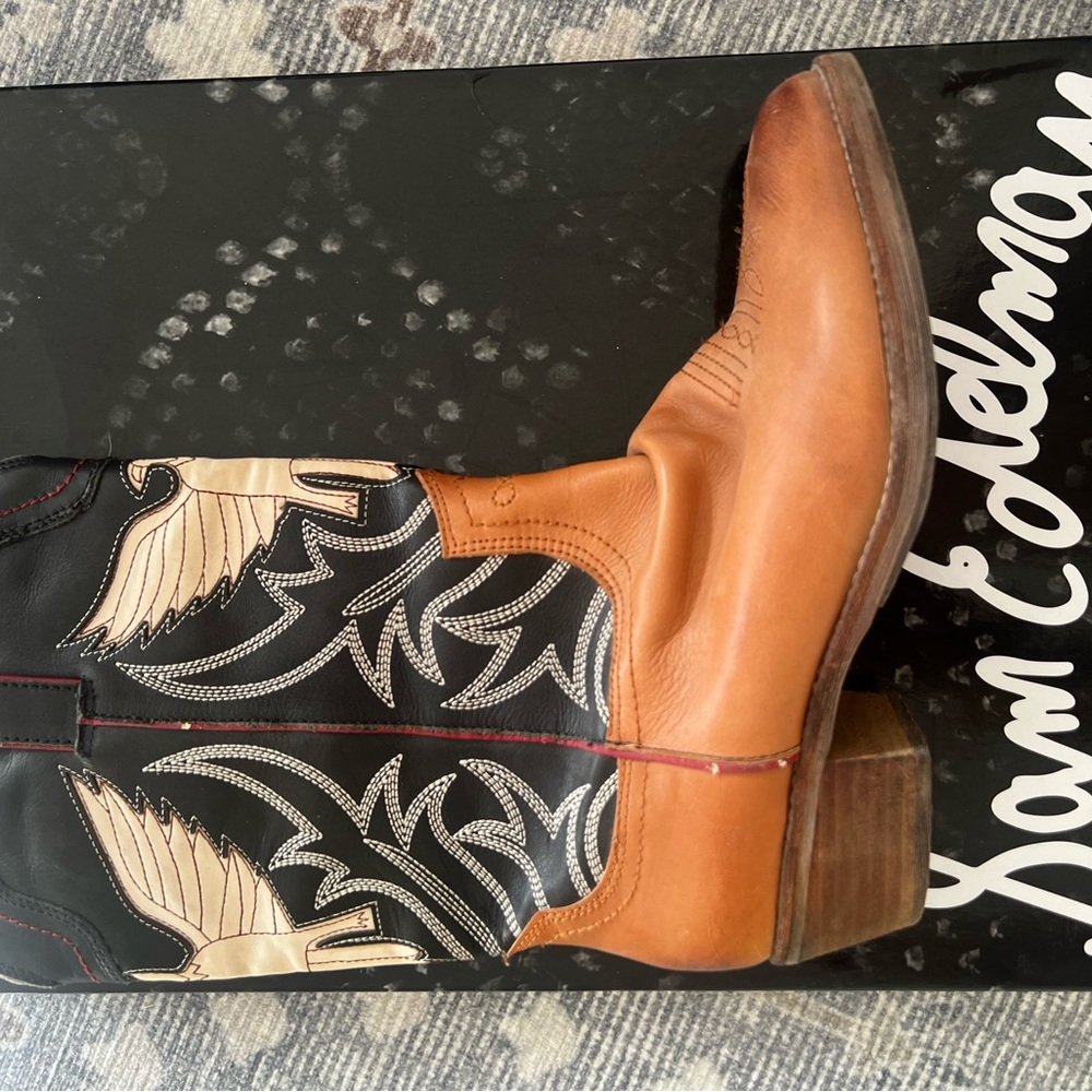 Sam Edelman Cowboy Boots SHELDON, WHKSY/BLK Leather